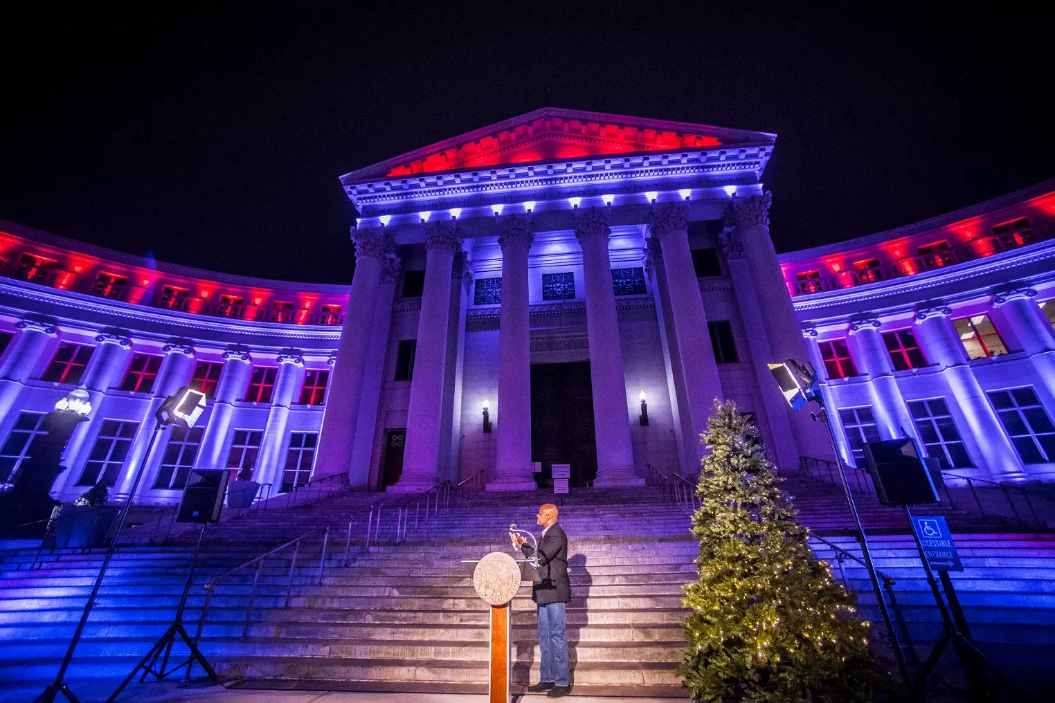 Denver City and County Building Lights Up With Gratitude Westword