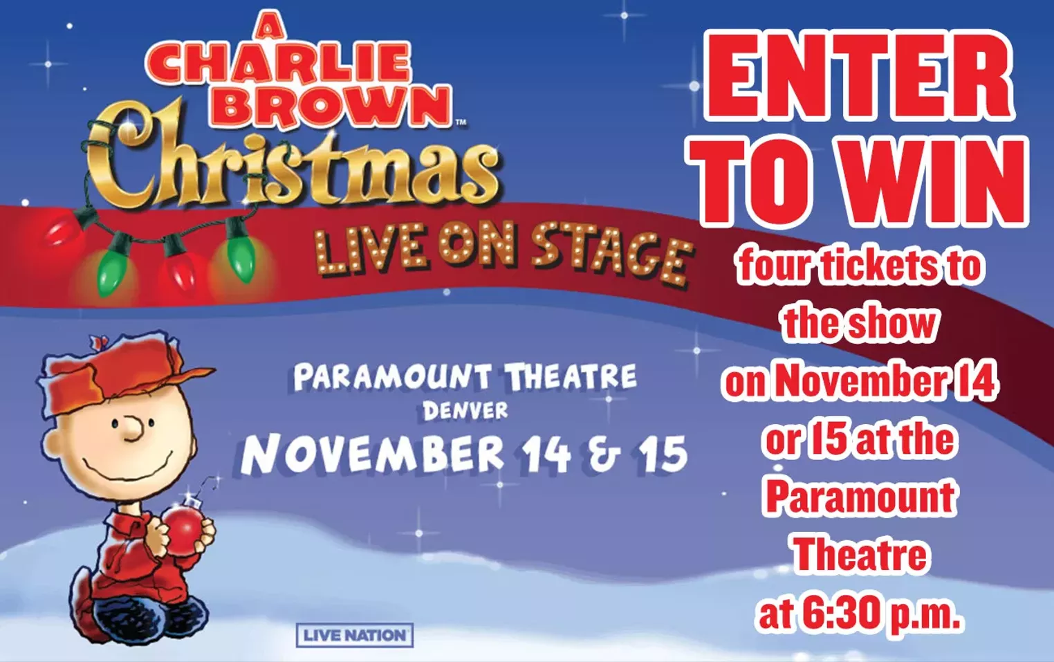 Enter to win four tickets to A Charlie Brown Christmas on November 14 or 15 at the Paramount Theatre at 6:30 p.m. - Vimarsana News