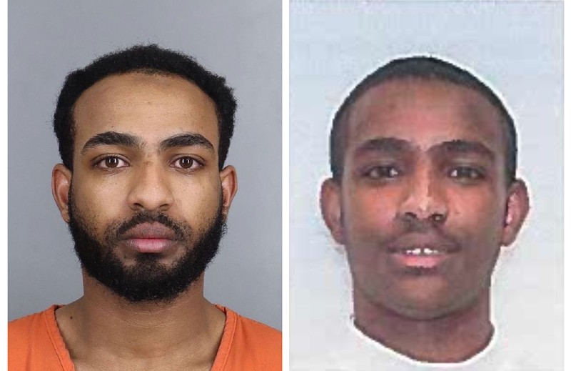 Nesrelah Bedru Kemal's mug shot in 2024 (left) and his arrest affidavit photo in 2022 (right).