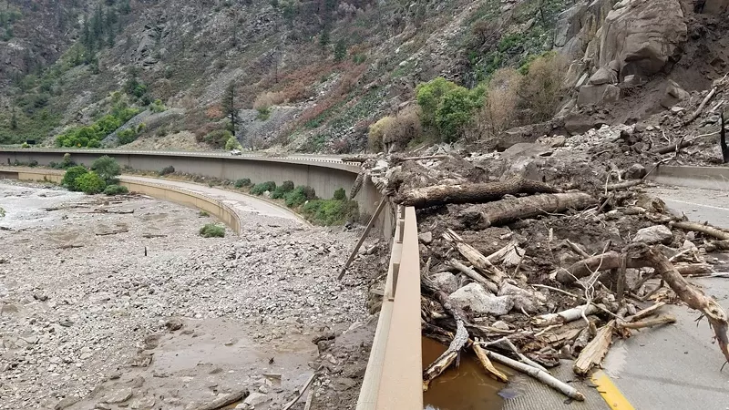 Image: An August 1 photo of damage to Interstate 70 because of a mudslide.