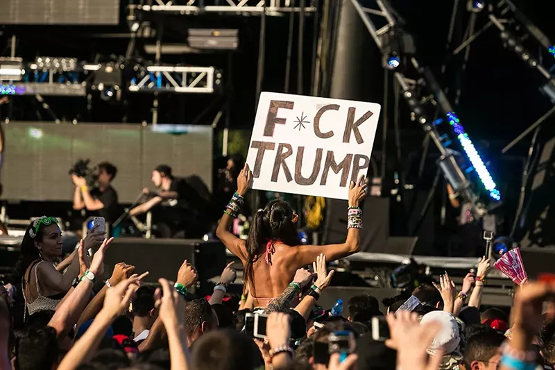 Image: Last year, Ultra Music Festival attendees made overt political statements, but this year they steered clear.