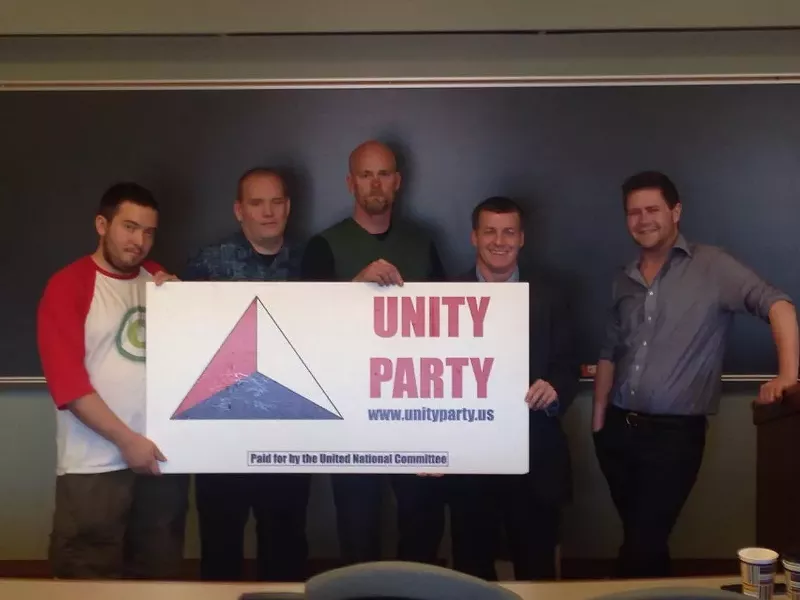 Image: Bill Hammons and other members of the Unity Party at the 2016 state convention.