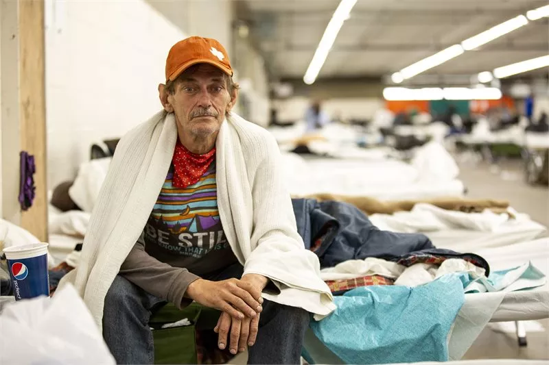 Image: The Denver Rescue Mission shelter at the National Western Center is now housing the unhoused.