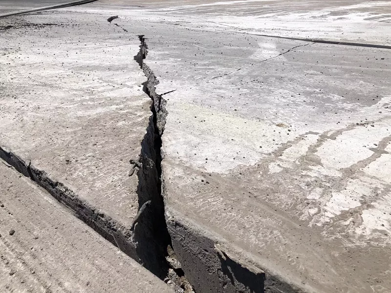Image: One of the cracks in the roadway that led to the Friday closure.