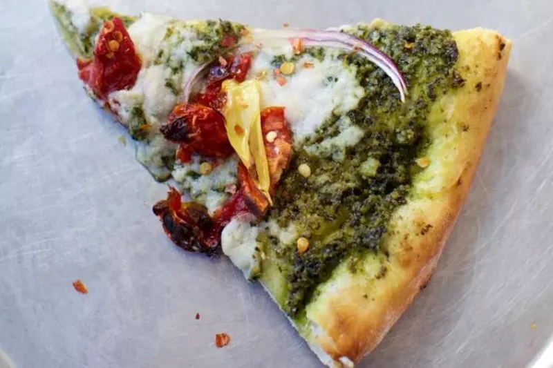 Image: Vegan pesto pizza at Piante in Breckenridge.
