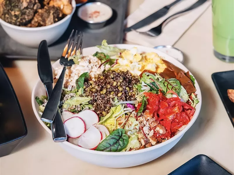 Image: a cobb salad in a bowl