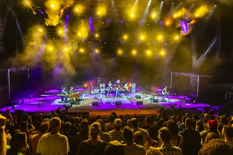 Image: Vulfpeck on stage at Red Rocks on Saturday, July 5, 2025.