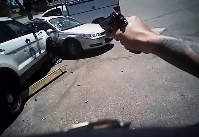 Image: A screenshot of the body cam video taken by Joey Gasca on June 17.