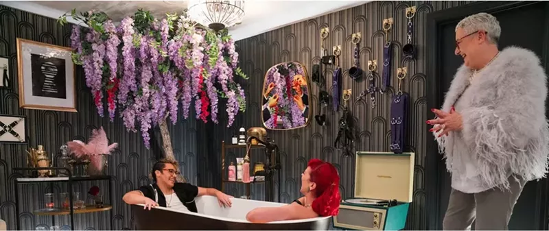 Image: Brodie and Bettie check out their new tub while Melanie Rose (far right) looks on.