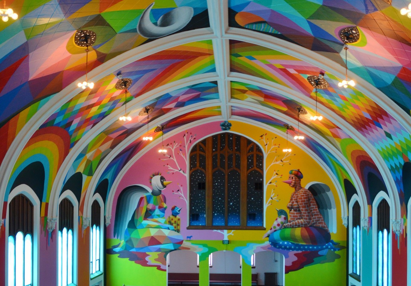 You could get married under this mural at the International Church of Cannabis.