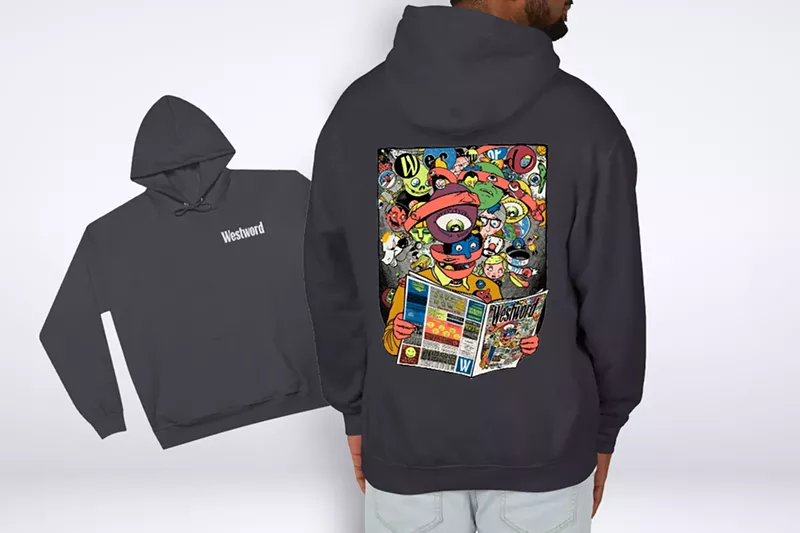 Image: black hoodie with colorful graphic