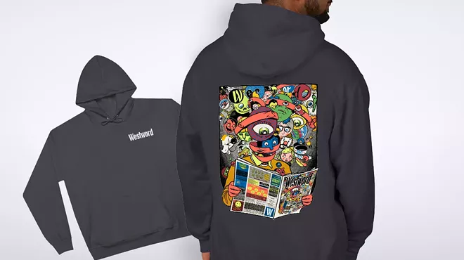 black hoodie with colorful graphic