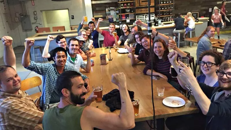 Image: Boulder County Democratic Socialists of America members being social.