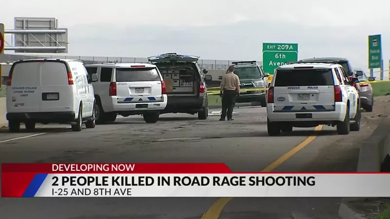 Image: I-25 scene after road-road incident, cop cars
