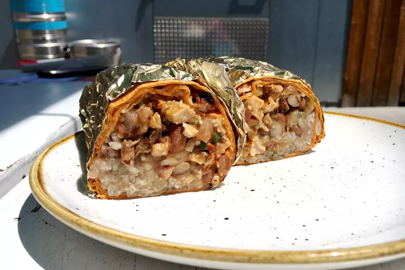Image: Burro Rito brines its chicken for twelve hours before grilling it over wood coals.