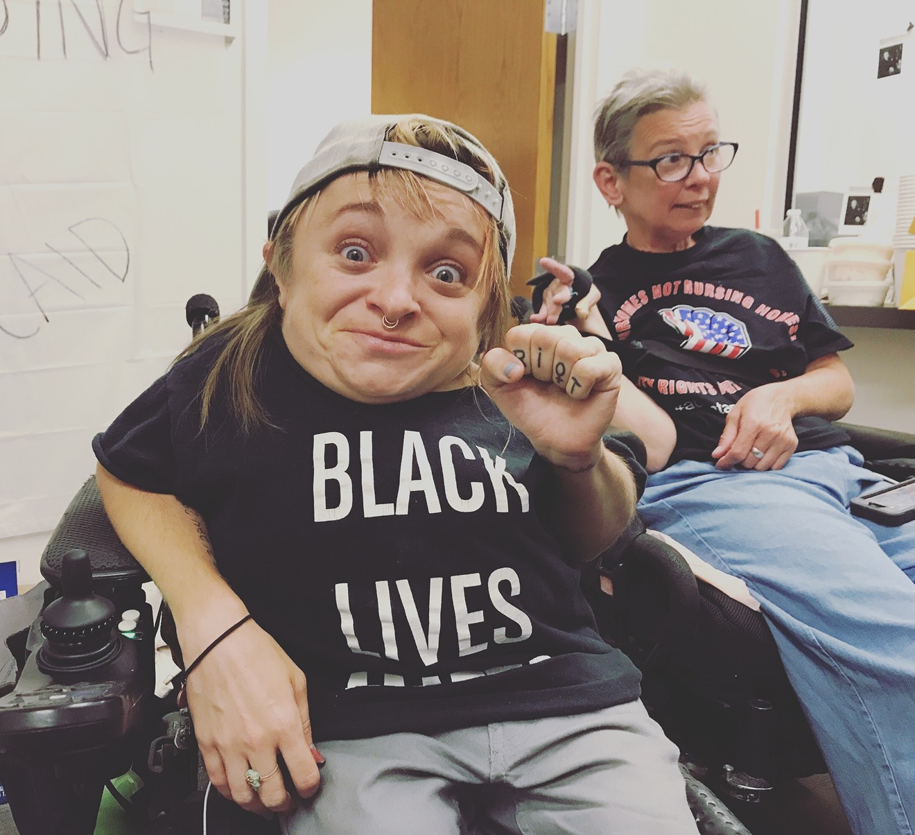 Kalyn Heffernan of Wheelchair Sports Camp is heading into the second day of a sit-in with the disability rights group ADAPT, at Republican Senator Cory Gardner's office.