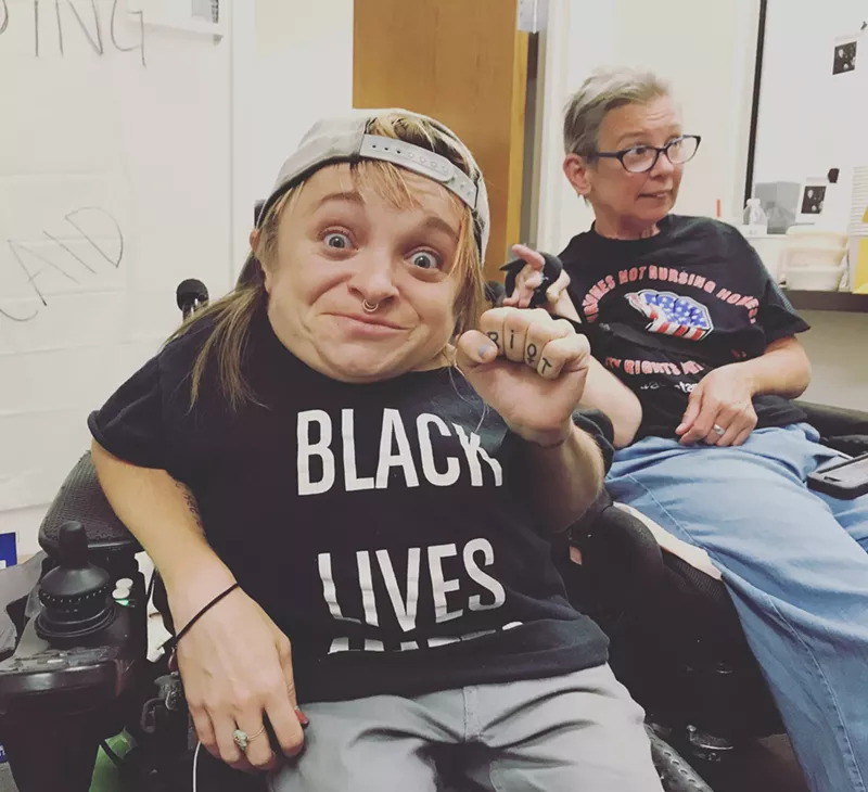 Image: Kalyn Heffernan of Wheelchair Sports Camp spent three days in Cory Gardner's office, demanding he vote against any Republican attempt to cut Medicaid. She was arrested on June 29, 2017.