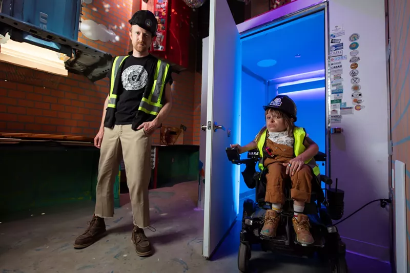 Image: Gregg Ziemba and Kalyn Heffernan of Wheelchair Sports Camp at Meow Wolf.