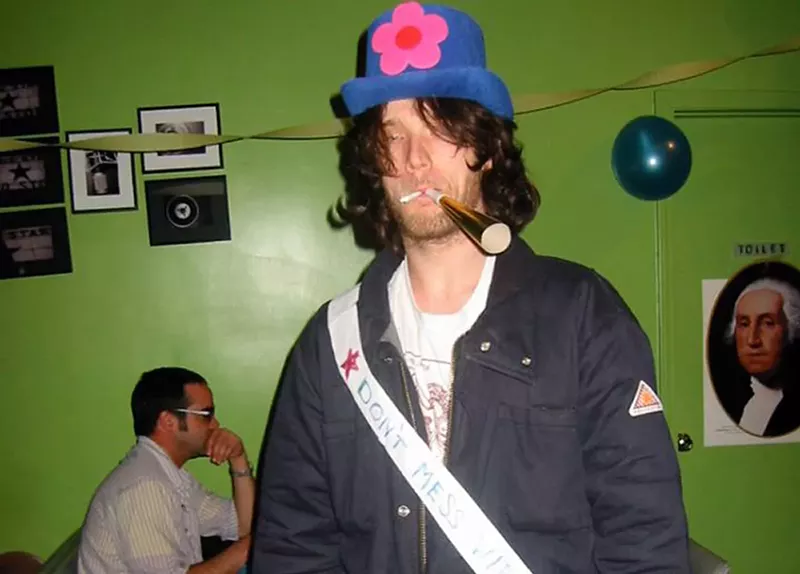 Image: Clayton Counts at International Claytonia Day at Atomix Cafe, March 2003