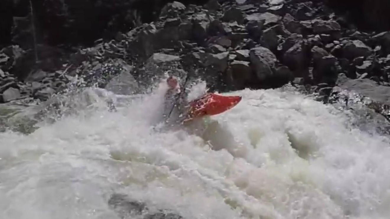 A kayaker challenges Gore Canyon, which was still running high as of yesterday.