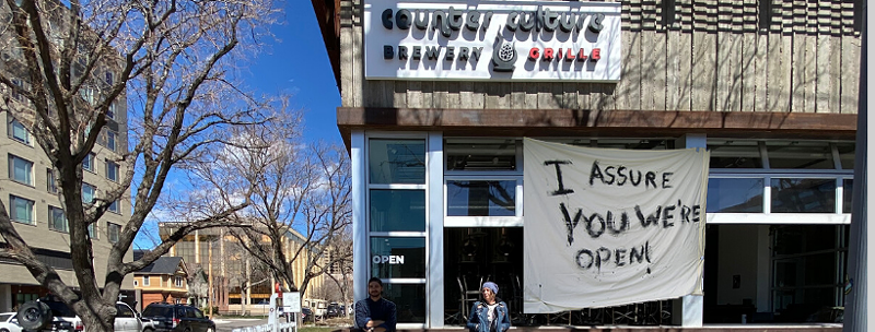 Image: In a nod to "Clerks," Counter Culture Brewery + Grille assured customers that it is still open — even if they can't come inside.