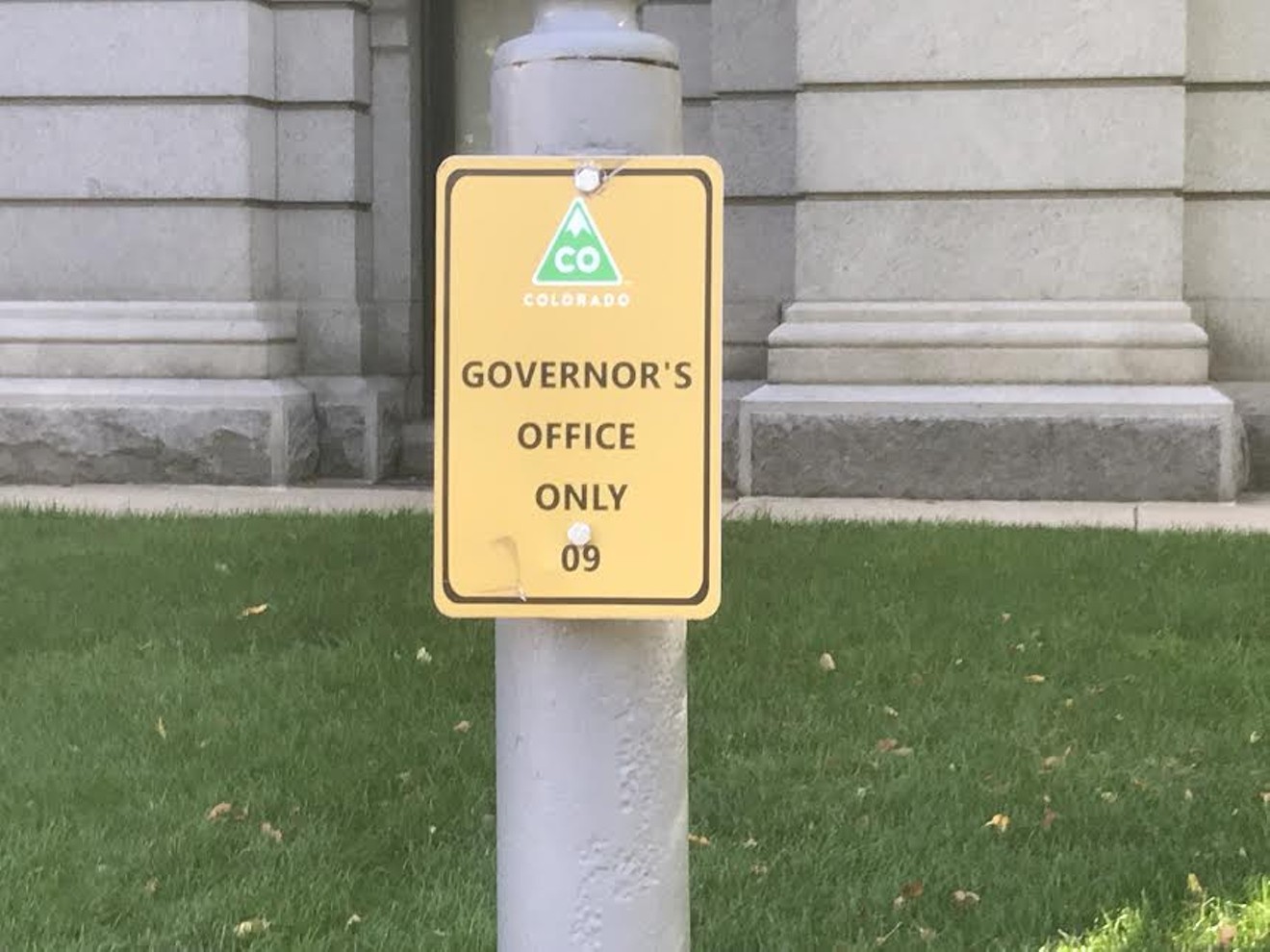 Walker Stapleton's (mostly unused) parking spot at the Colorado State House.