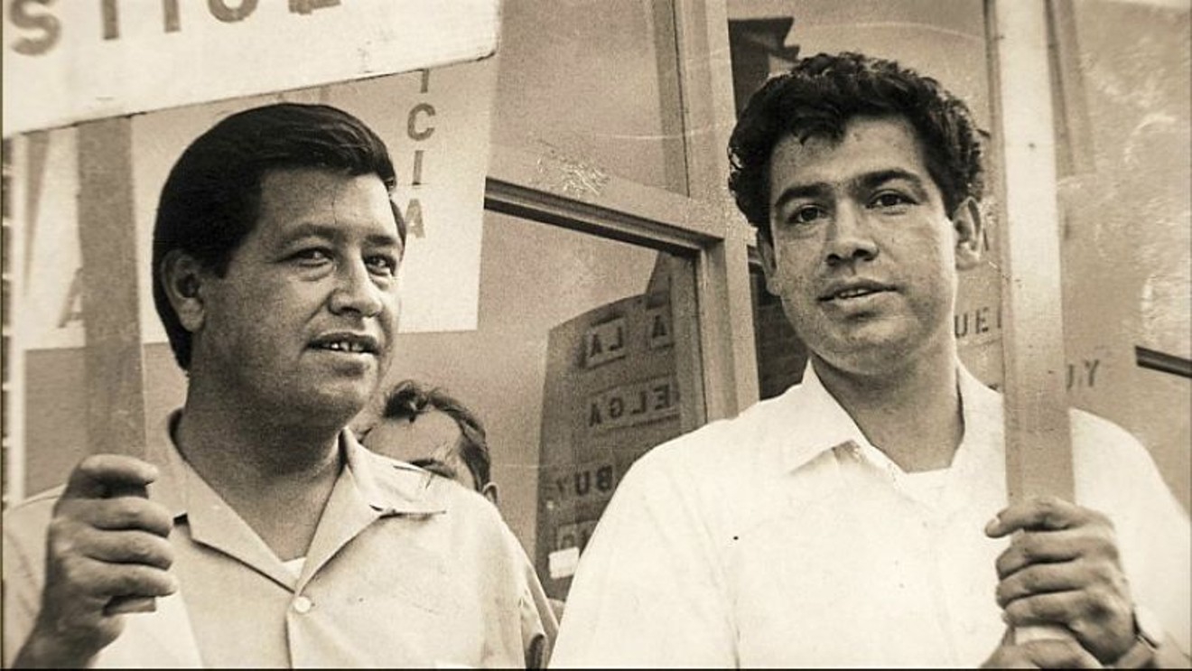 César Chávez (left) came to Denver to support local activist Corky Gonzales.
