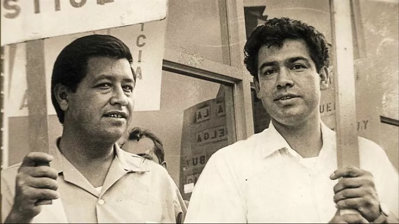 Image: César Chávez (left) came to Denver to support local activist Corky Gonzales.