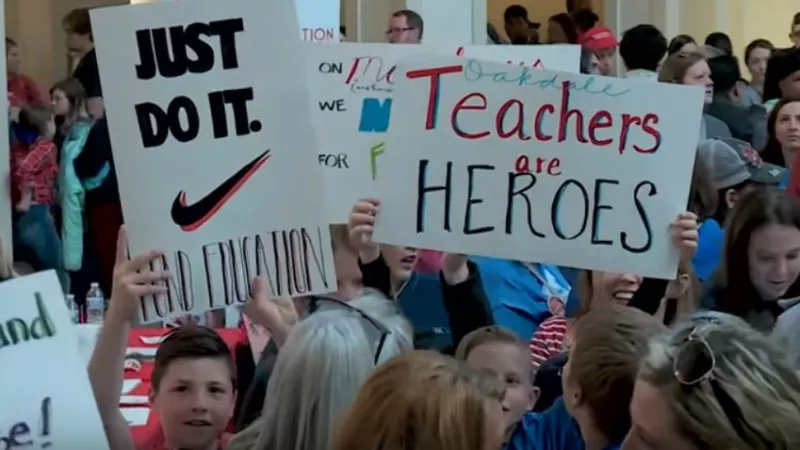 Image: A teacher's strike in Oklahoma brought out large crowds.