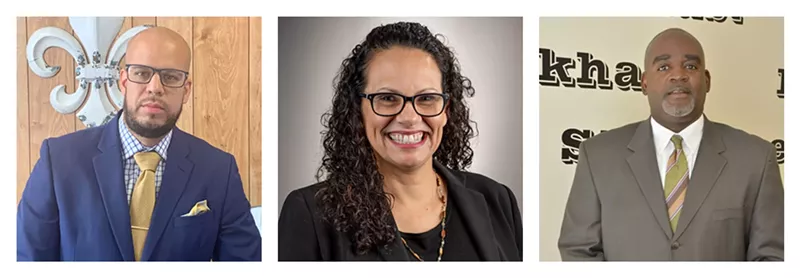 Image: Alex Marrero (left), Stephanie Soliven and Andre Wright are finalists for the position of Denver Public Schools superintendent.
