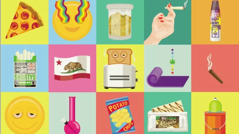 Image: An assortment of Kushmojis developed by Cannabrand.