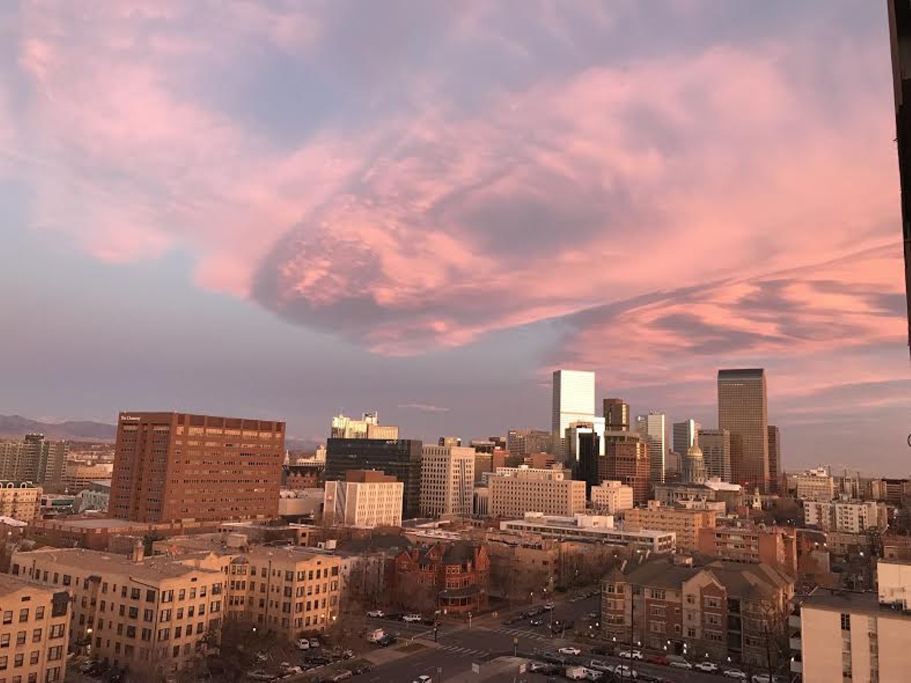 A fiery sunset over Denver on November 16.