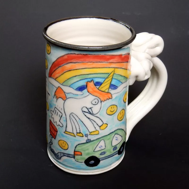 Image: Tom Edwards's mug with the farting unicorn image that wound up in Elon Musk's cars.