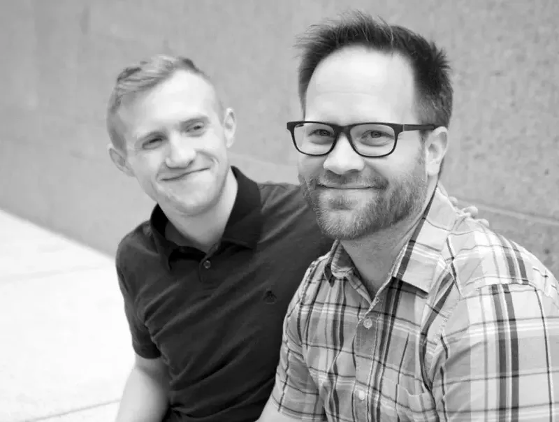 Image: Brad Allen (right) and his fiance, Kyle Reubendale. Allen advocates for banning conversion therapy for minors.