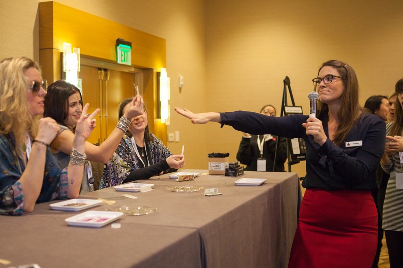 Women Grow fonder Jane West (right) leads a joint rolling class at the Women Grow Leadership Summit February 2.