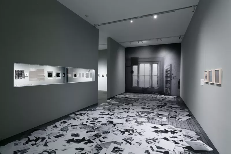 Image: A facsimile of Francesca Woodman's studio using enlargements of a George Lange photo in Francesca Woodman: Portrait of a Reputation.