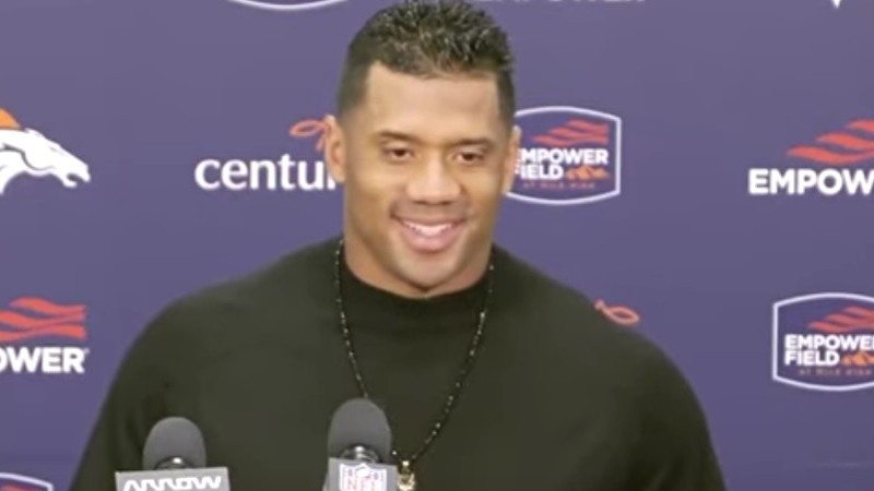 Russell Wilson was all smiles after the Broncos defeated the Green Bay Packers on October 22.
