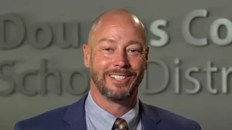 Image: Corey Wise as he appeared in a Douglas County School District video during his tenure as superintendent.