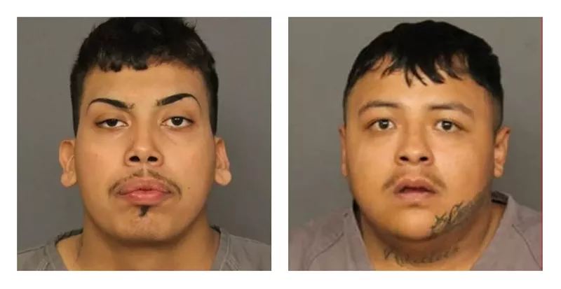 Image: Booking photos of Tlaloc Chavez and Elias Chavez, who have been charged with two of Denver's four gang-related homicides in 2021.