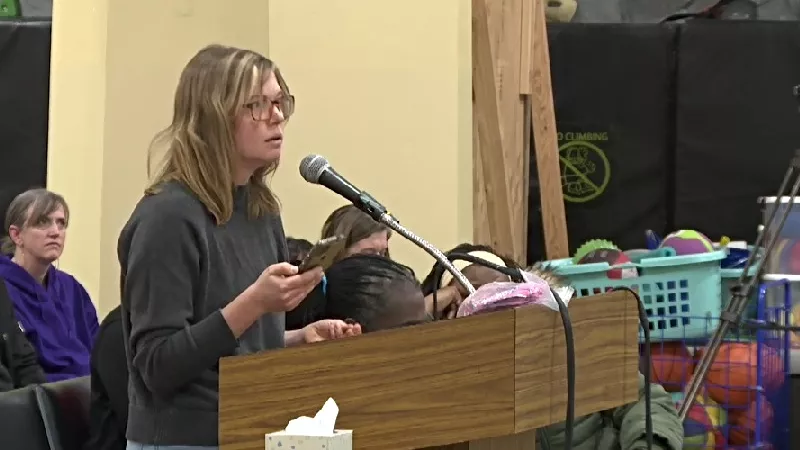 Image: Victoria Gannon was one of many speakers during a November 14 meeting about closures and consolidations of facilities within the Denver Public Schools district.