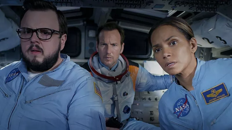 Image: John Bradley, Patrick Wilson and Halle Berry in a scene from Moonfall.