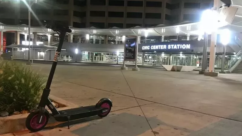 Image: Electric scooters like the one seen here have become ubiquitous in many Denver neighborhoods.